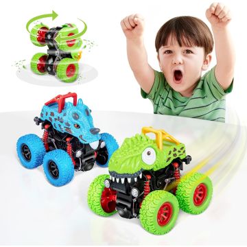 LODBY Camiones Dinosaurio para Niños 2-5 Años - Autos Monstruo a Fricción