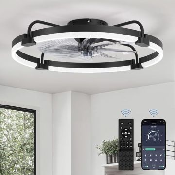 Ventilador de Techo 24'' con Luz LED y Control Remoto, 6 Vel