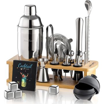 Set de Coctelera de 24 Piezas con Stand, Acero Inoxidable