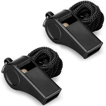 Silbatos deportivos de plástico, pack de 2 con cordón
