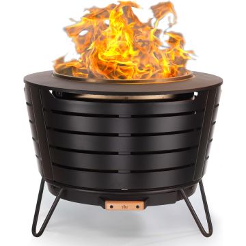 TIKI Fogatero sin Humo Patio 25 Pulgadas Acero Inoxidable Negro