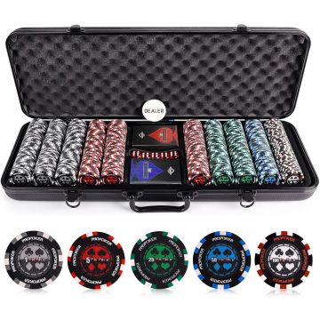 Fichas de Poker Versa Games Pro, 13.5g, 500 piezas, set casino, con numeración