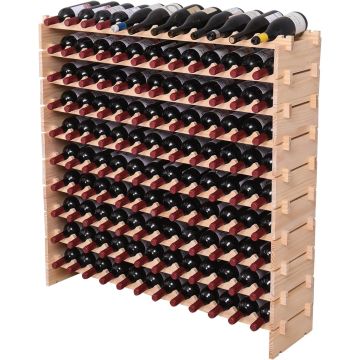 Estante para Vinos Modular Apilable de Madera, Capacidad 120 Botellas