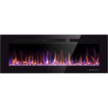 Chimenea Eléctrica Empotrable Xbeauty 50 Pulgadas, Negro, 1500W