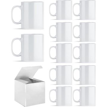 Tazas para Sublimación ABBSH, 12 Piezas, 11 oz, Blancas, con Caja