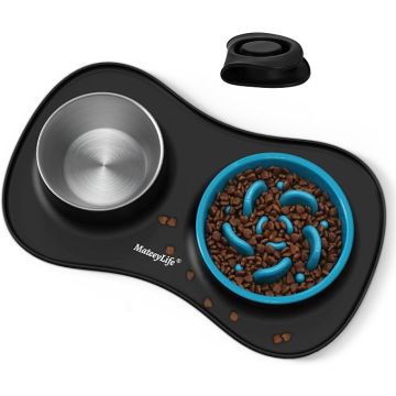 Comedero para Perros y Gatos de Acero Inoxidable y Plástico