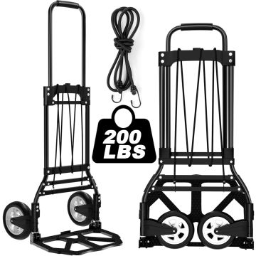 Carro Plegable de Mano y Dolly, 200 lb, Aluminio, Negro