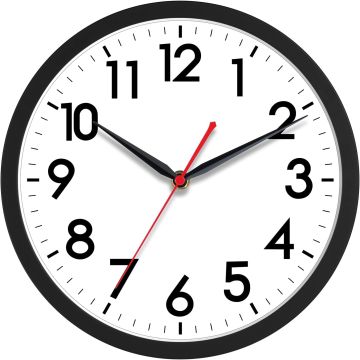 Reloj de Pared Analógico Silencioso 10 Pulgadas Negro