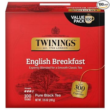 Té Negro English Breakfast en Saquitos, 100 Unidades, Sabor