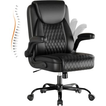 Silla de Oficina Ejecutiva Cuero con Brazos Abatibles y Resp