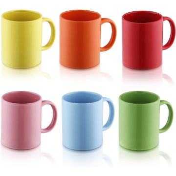 Juego de 6 Tazas de Café Evanda 12 oz, Cerámica, Aptas para Microondas