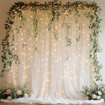 Cortina de Tul Acrílico para Fondo Fotográfico 3x2.4m con Luces LED