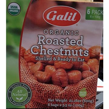 Castañas Tostadas y Peladas Orgánicas Galil, 3.5 Onzas (Paquete de 6)