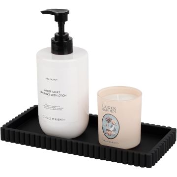 Organizador de Baño de Silicona, Bandeja para Esquina de Lavabo, Negro