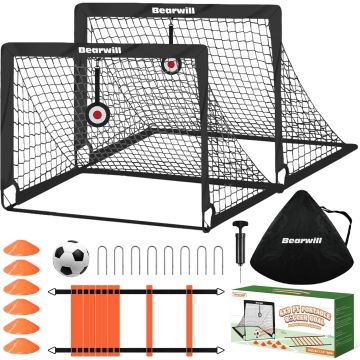 Portería de fútbol plegable para niños 4x3 ft con accesorios