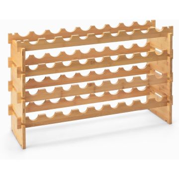 Estante para vino de bambú apilable Amazon Basics, capacidad 36 botellas