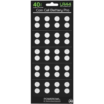 POWEROWL Pilas LR44 Alta Capacidad 40 Unidades 1.5V Alcalinas