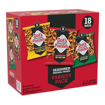 Dot's Homestyle Pretzels Variety Pack, 18 bolsas de 1 oz