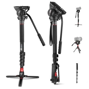 Monopie Profesional NEEWER Ajustable con Cabezal Fluido
