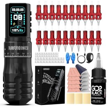 Kit Máquina Tatuar Rotativa Pen Wormhole Tattoo Batería 2300