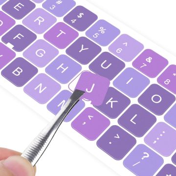 2 Stickers para Teclado Inglés, Púrpura/Blanco, Universal