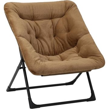 Sillón Plegable Redondo de Peluche Marrón
