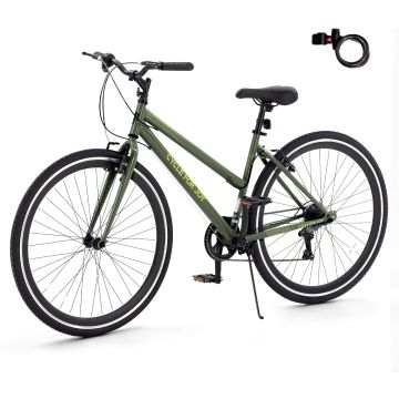 Bicicleta híbrida para hombre, 700C, 7 velocidades