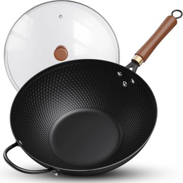 Wok de Acero al Carbono Todlabe 13 Pulgadas Antiadherente