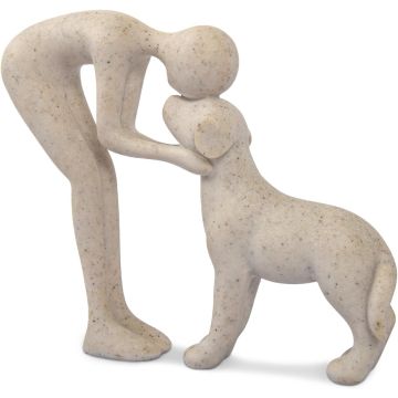 Escultura Abstracta de Resina Pintada a Mano: Persona y Perro