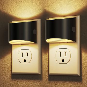 Luz Nocturna LED DORESshop 2 Pack, 3 Niveles de Brillo, Sensor Dusk to Dawn