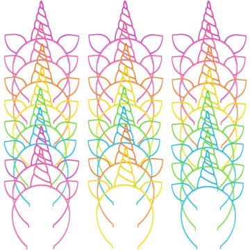 Zddaoole 24 Diademas de Unicornio Plástico para Fiestas