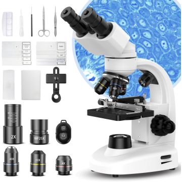 Microscopio compuesto binocular 40X-2000X con iluminación LED