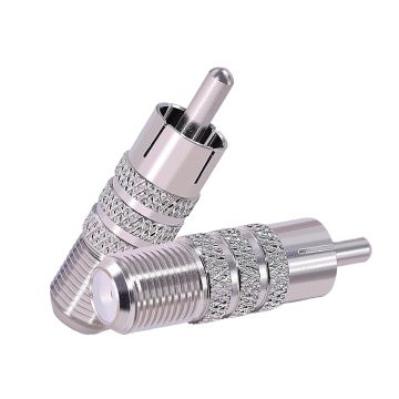 Adaptador Conector Coaxial F Tipo Hembra a RCA Macho 2 Piezas