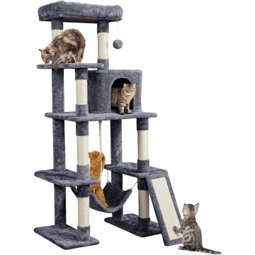 Yaheetech Torre para Gatos 63in Anti-Vuelco con Condo y Hamaca