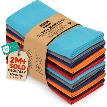 Servilletas de Tela Utopia Kitchen Multicolor [Pack de 12, 45x45 cm]