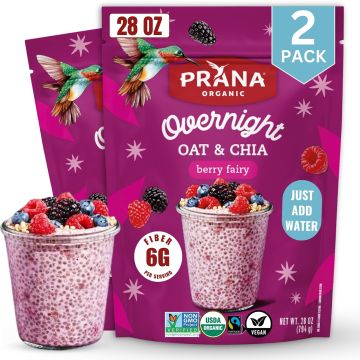 Prana Organic Overnight Chia con Avena Berry Fairy - 28 oz - Pack de 2