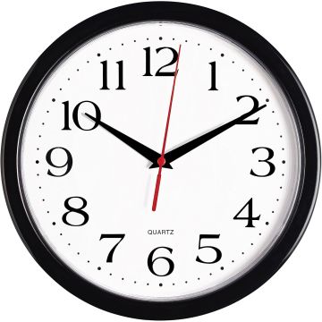 Reloj de Pared Bernhard Products Negro 10 Pulgadas Silencioso Analógico