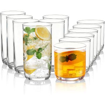 Set de 12 Vasos Kyraton PET, 14oz y 11.5oz, Irrompibles