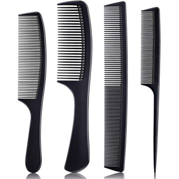 Set de 4 Peines de Fibra de Carbono Negro para Estilistas