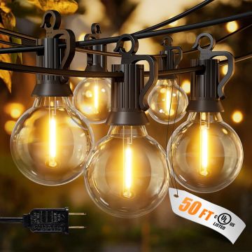 Luces de exterior Brightown 50ft 25 bombillos G40 LED a prueba de agua