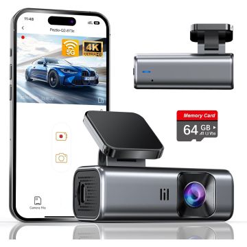 Dash Cam 4K con WiFi 5G, 64GB incluido, pantalla pequeña