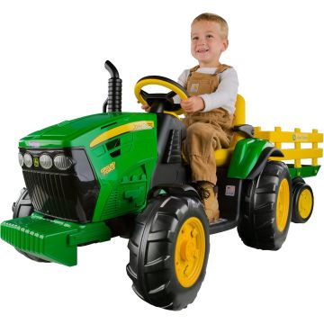 Peg Perego John Deere Tractor Montable 12V con Remolque y Radio FM