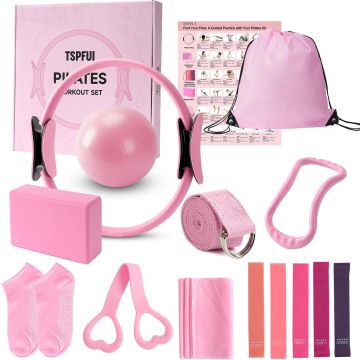 Kit de Pilates para Mujeres con Aro, Banda, Pelota y Guía