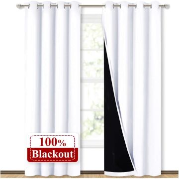 Cortina Blackout NICETOWN 100% Opaca Térmica, 2 Paneles 52x84 pulgadas