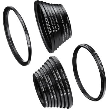Kit 18 Piezas Anillos Adaptadores para Filtros de Cámara