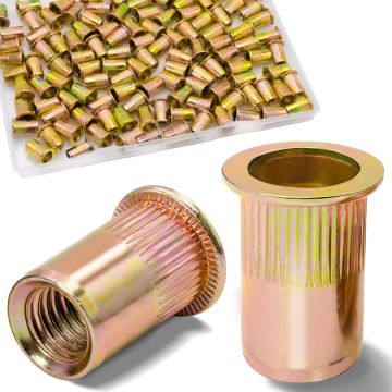 Remache Tuerca 1/4-20, 115 Piezas Acero Carbono Zinc