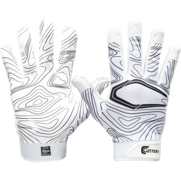 Guantes de receptor de fútbol Cutters Adulto L/XL Blanco Topo