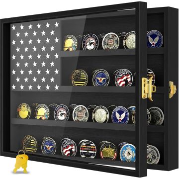 Vitrina para Monedas de Madera 16 x 12 in Negro