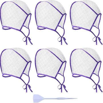 Set 6 gorros para mechas con ganchos plásticos morado
