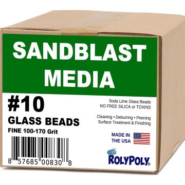 Sandblasting Media Glass Beads #10 (10 LBS) 100-170 Grit for Sandblaster Abrasive, Blasting Gun, Sand Blast Cabinet